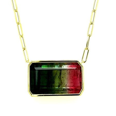 Large Watermelon Tourmaline Bea Necklace