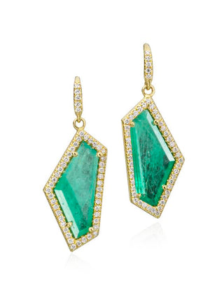 Emerald Geometric Shaped Mischa Earrings