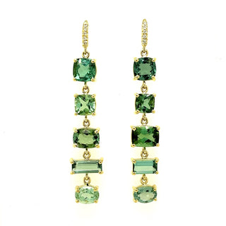 Green Tourmaline Five Stone Joyce Earrings