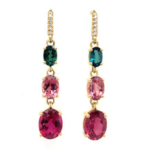 Green and Pink Tourmaline 3-Joyce Earrings