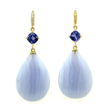 Tanzanite and Briolette Blue Agate Joyce Earrings