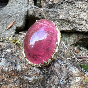 Cabochon Pink Tourmaline Sprinkle Ring