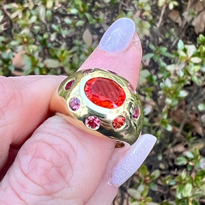 Fire Opal and Spinel Aura Ring