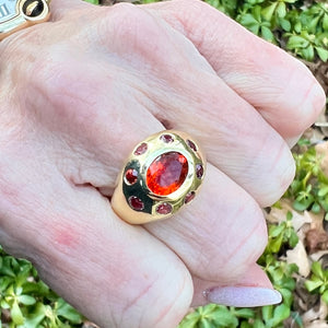 Fire Opal and Spinel Aura Ring