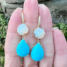 Carved Opal Flower and Turquoise Joyce Earrings
