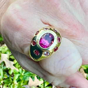 Pink Tourmaline, Spinel, and Tourmaline Aura Ring