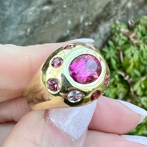 Pink Tourmaline, Spinel, and Tourmaline Aura Ring