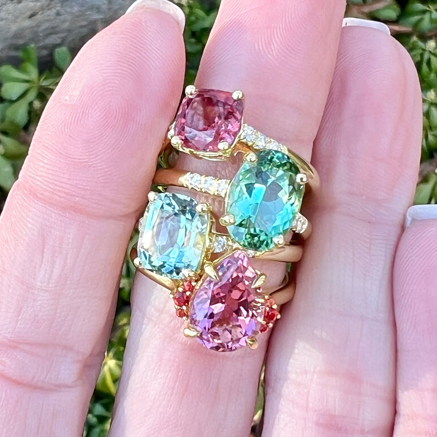 Pink Tourmaline and Orange Sapphire Foundation Ring – Lauren K
