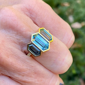 Blue Zircon Triad Ring