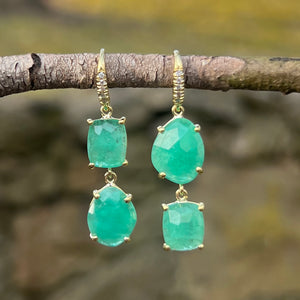 Rose Cut Emerald Hi-Lo Joyce Earrings