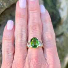 Oval Green Tourmaline and White Sapphire Triad Ring