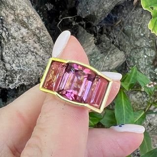 Pink Tourmaline Triad Ring