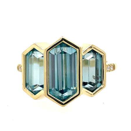 Blue Zircon Triad Ring