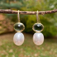 Green Tourmaline and Pearl Joyce Earrings