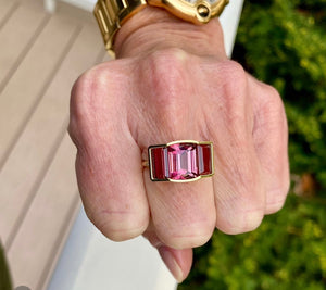 Pink Tourmaline Triad Ring