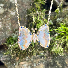 Carved Paraiba Tourmaline Butterly and Sapphire Sprinkle Necklace