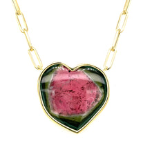 Heart Shaped Watermelon Tourmaline Large Bea Necklace