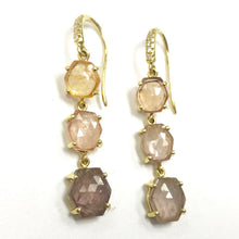 Joyce Multicolor Rose Cut Hexagon Sapphire Three Stone Earrings