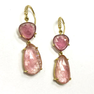 Joyce Pink Tourmaline Two Stone Earrings
