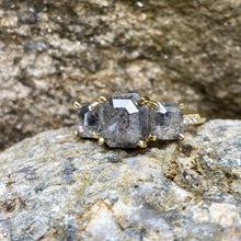 Three Stone Cushion Cut Silver Diamond Ring