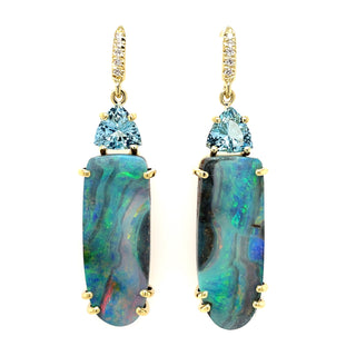 Aquamarine and Boulder Opal Joyce Earrings