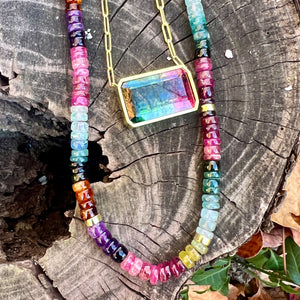 Large Watermelon Tourmaline Bea Necklace