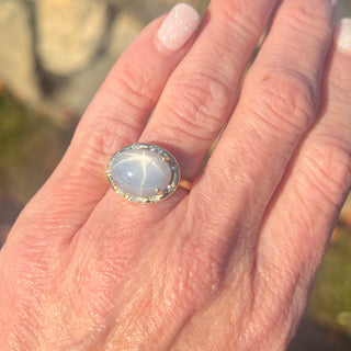 Blue Star Sapphire Sprinkle Ring