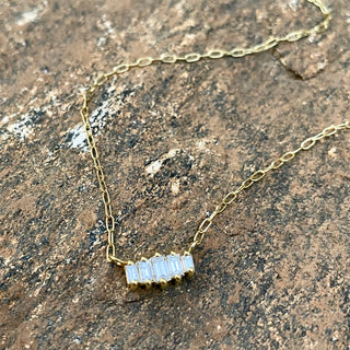 Five Diamond Baguette Small Bea Necklace