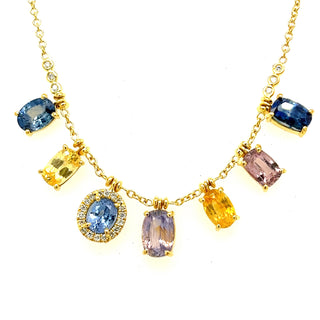 Multicolor Sapphire Fringe Necklace