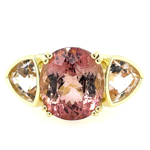 Pink Tourmaline and Morganite Triad Ring