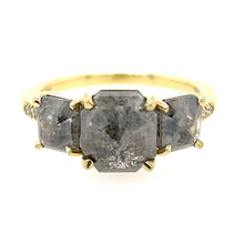 Three Stone Cushion Cut Silver Diamond Ring
