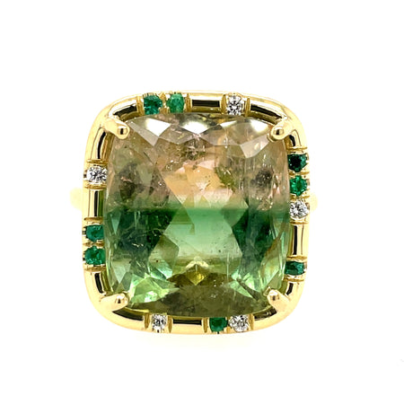 Bicolor Green Tourmaline Sprinkle Ring