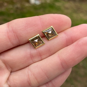 Diamond Shaped Brown Diamond Zelda Stud Earrings