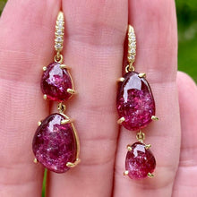 Pink Tourmaline Smooth Nugget Hi-Lo Joyce Earrings