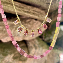 Tube Shaped Pink Tourmaline Beaded Necklace