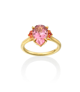 Pink Tourmaline and Orange Sapphire Foundation Ring