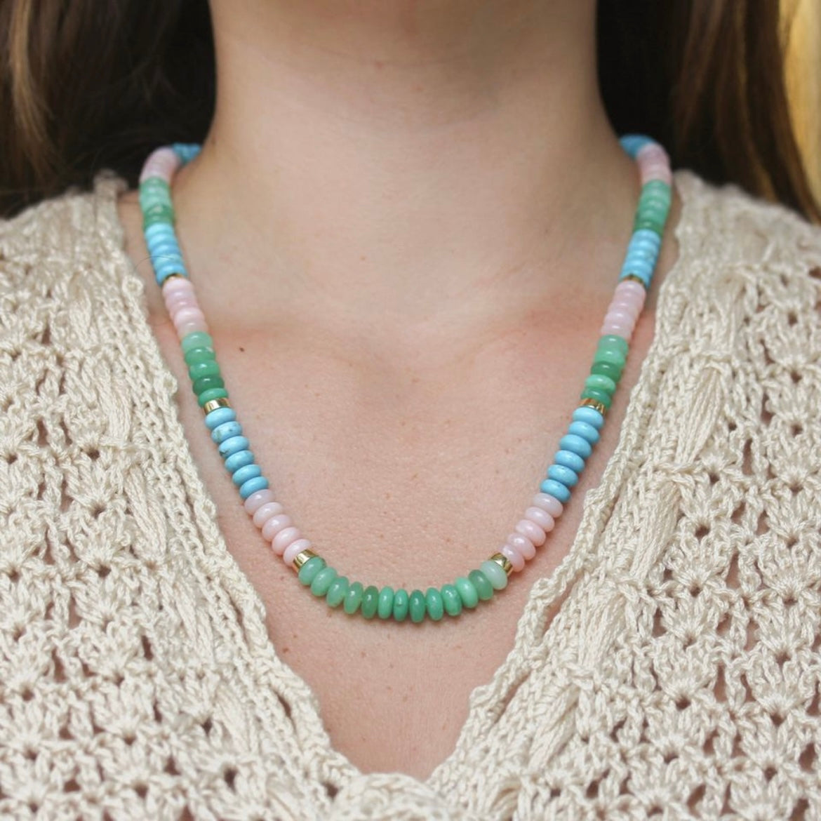 Turquoise, Chrysoprase and Pink Opal Beads – Lauren K Fine Jewelry NY